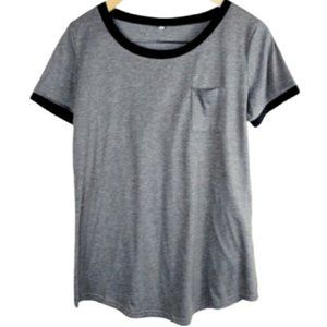 Womens M Gray Black Solid colors     tee shirt